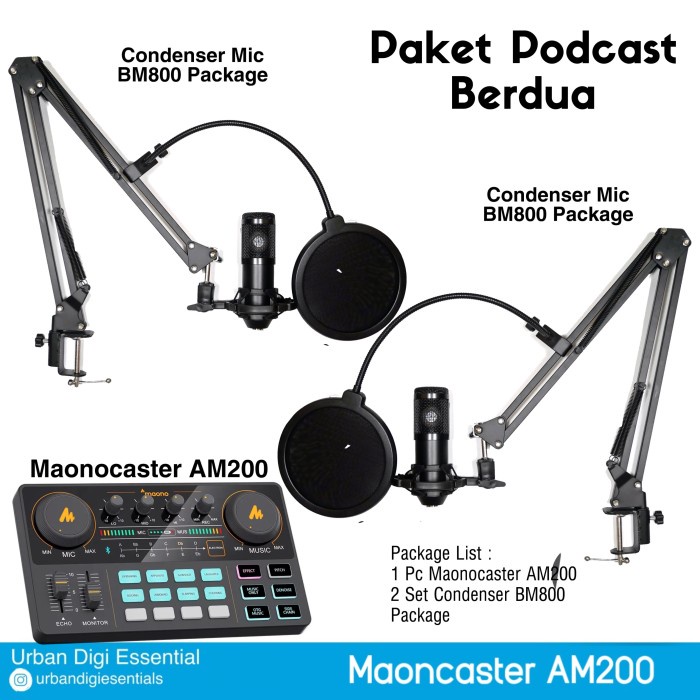 Paket Podcast Youtuber ASMR Maono AU AM200 Maonocaster Lite + Mic