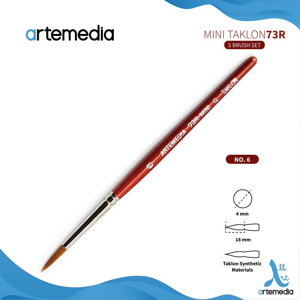 

Kuas Lukis Artemedia 73R Round Taklon Ni Brush Set