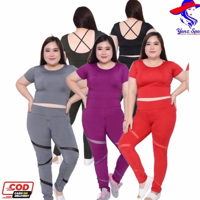 Baju Olahraga Wanita Baju Senam Jumbo Setelan Jumbo Fitnes Zumba Gym