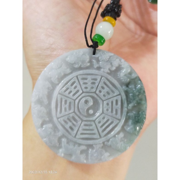 Kalung Liontin Giok Burma 12 Shio Ba Gua Yin Yang sertifikat