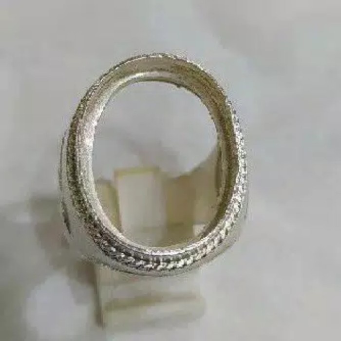 [Baru] Cincin Emban Ring Perak Asli Handmade Model Simple Batu Permata Kurung Berkualitas