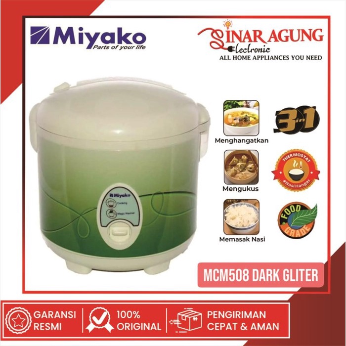 [New Ori] Miyako Rice Cooker Mcm 508 / Mcm508 [18L] Garansi Resmi - Line Green Berkualitas