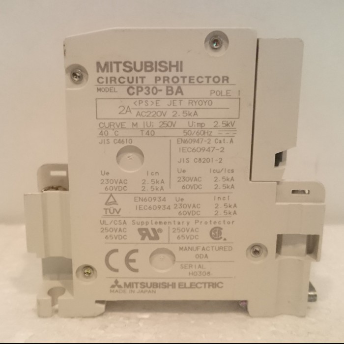 [New] Mitsubishi Cp30-Ba Circuit Protector 1P 2A 1 Pole 2 Amp Ac/Dc Volt Terbaru