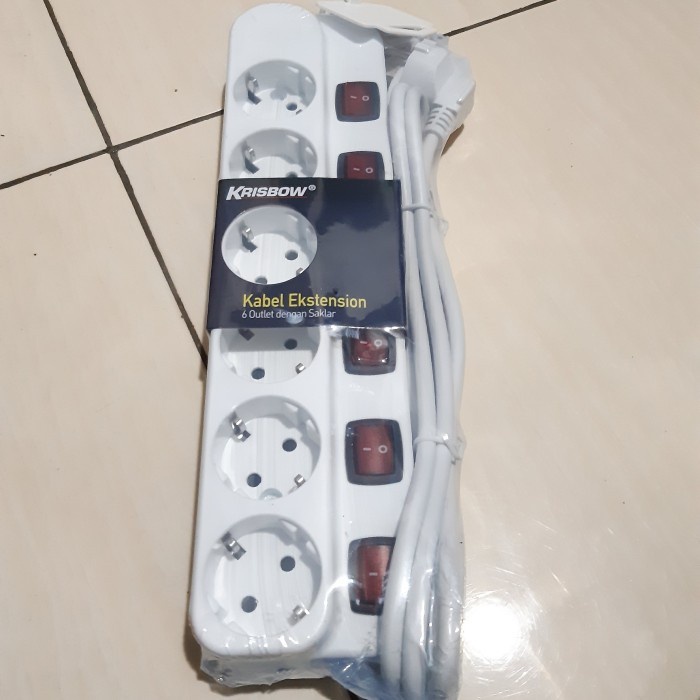[Ori] Colokan Listrik 6 Port Krisbow Kabel Colokan Isi 6 Lubang Stop Kontak Terbatas