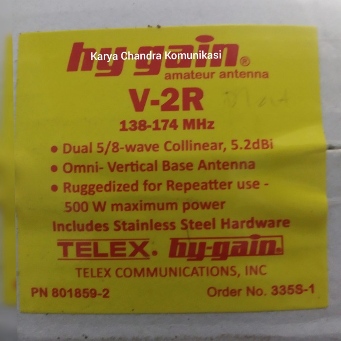 [Ori] Antena Telex Hygain V2R Vhf Bonggol Besar Asli Indonesia Diskon