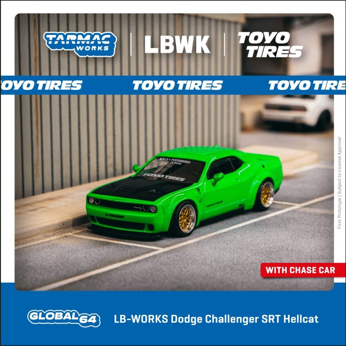 ✅COD Tarmac Works Lb Works Dodge Challenger Srt Hellcat Green Metallic Diskon