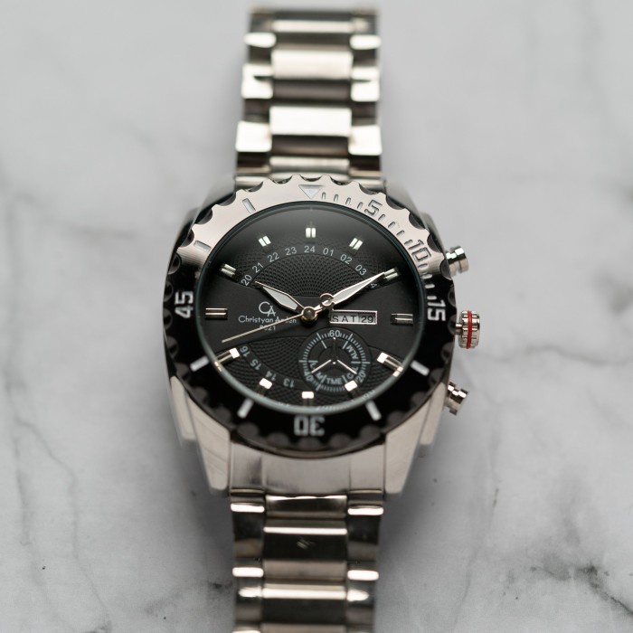 ✅New Ori Jam Tangan Pria Christyan Arden Daydate Ca8621 Gth-Black46Mm Terbatas