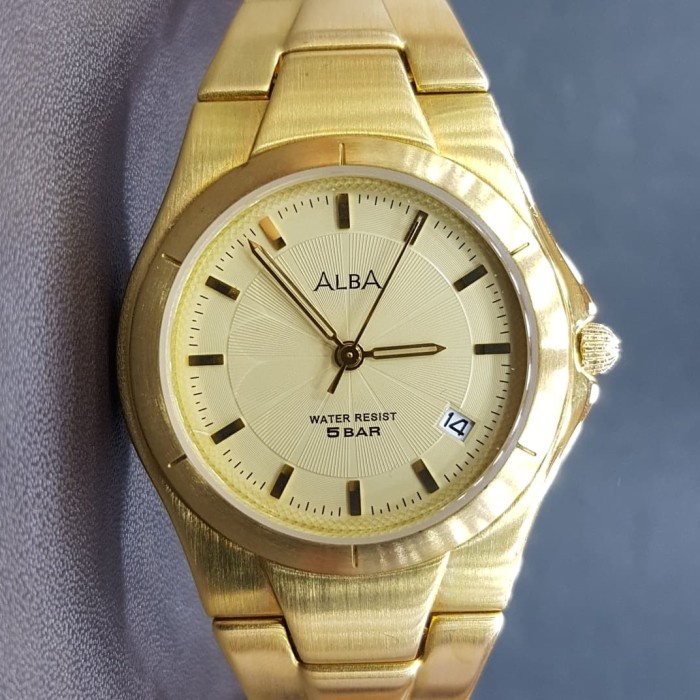 ✅New Ori Alba V732-X147 Gold-Tone Men'S Watch Berkualitas