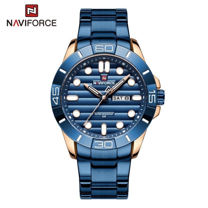 ✅New Ori Jam Tangan Naviforce 9198 Original Garansi 1 Tahun Blue Rosegold Terbatas