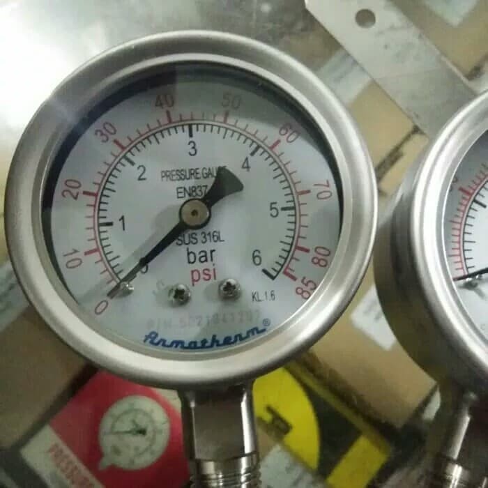 [Ori] Pressure Gauge 2 1/2 Range 6Bar Full Stainless Diskon