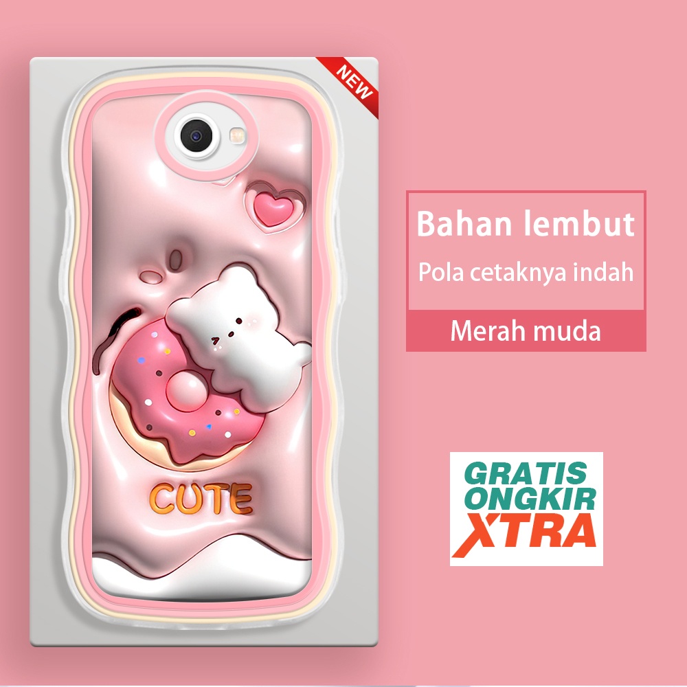 Samsung S8 S9 S10 S20 Plus Ultra FE S21 S22 5G  Casing Ponsel  Pola Kelinci Cinta Donut 3D  warna-wa