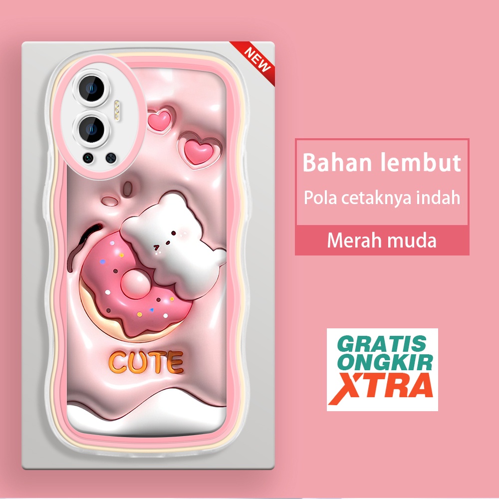Infinix Hot 8 Pro 9 10 11 12 Play 11s NFC 12i  Casing Ponsel  Pola Kelinci Cinta Donut 3D  warna-war