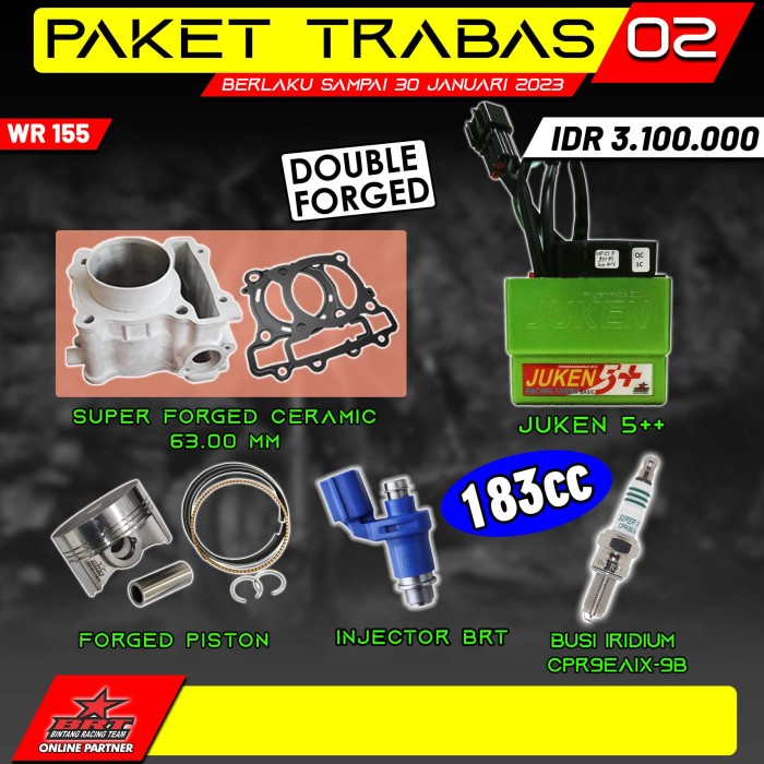 BRT PAKET BORE UP WR 155-BLOCK CERAMIC-PISTON-JUKEN-INJECTOR-NOKEN AS