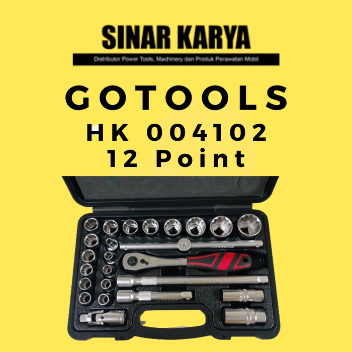 ✅New Kunci Sok Gotools Hk 004102 25 Pcs Dr Socket Set 12 Point Shock Handle Terbatas