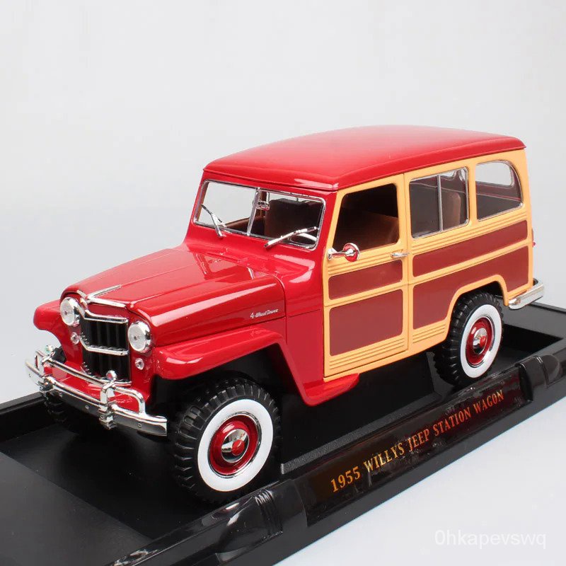 1/18 Skala Besar Vintage Willys Jeep Station Wagon Kayu Mini Van Ford Rural 1955 Kendaraan & Diecast