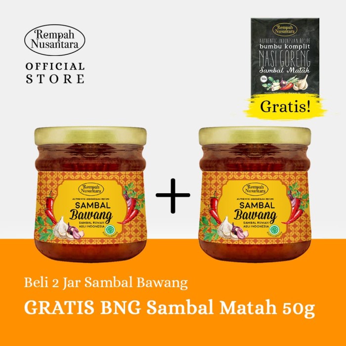 

(Free Bumbu Nasi Goreng Sambal Matah 50G) 2 X Sambal Bawang 120G Jar