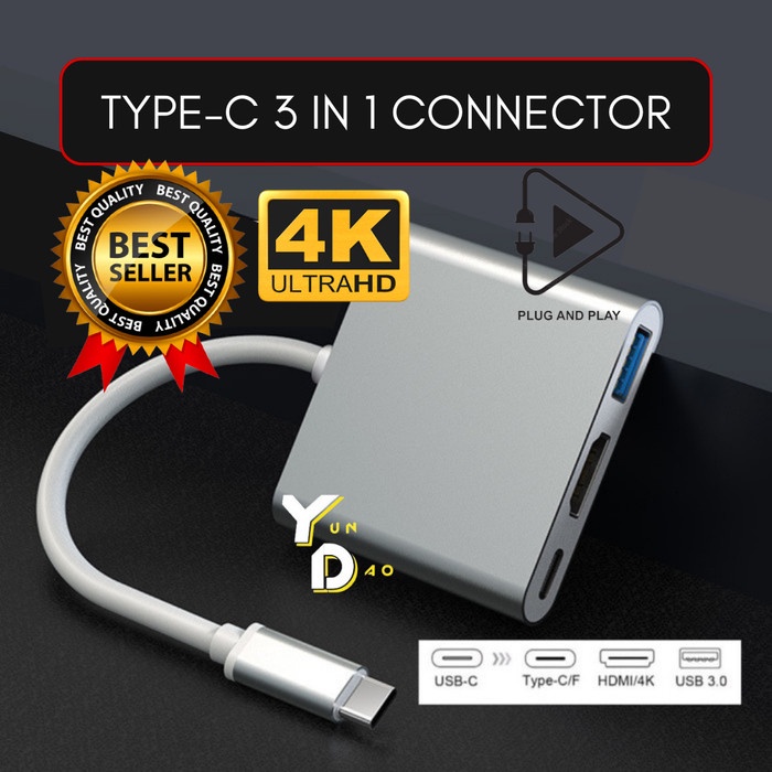 ADAPTER USB C 3.1 MULTIPORT HDMI USB 4K HD CONVERTER CONNECTOR MAC HP