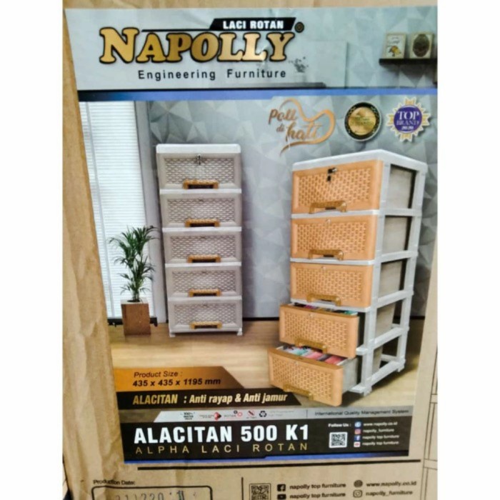 ✅Original New! Napolly Lemari Laci Plastik Susun 5 Berkualitas
