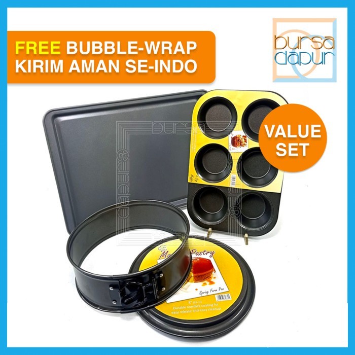 

✅Original Value Set 3 Pcs Cookie Pan S / Muffin Pan 6 Cup / Spring Form 20 Cm Diskon
