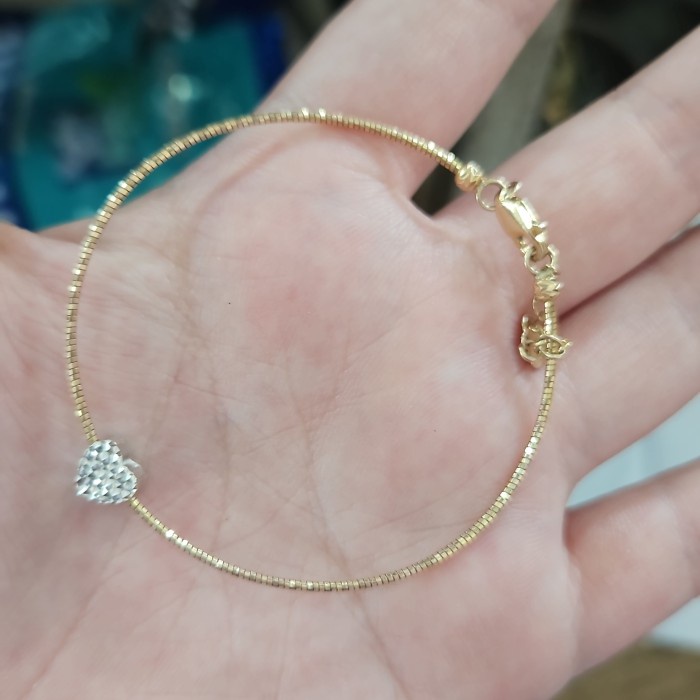 ✨Sale Bangle Gelang Bulat Kawatan Emas Asli 375 8K Rantai Bola Pasir Putih Limited