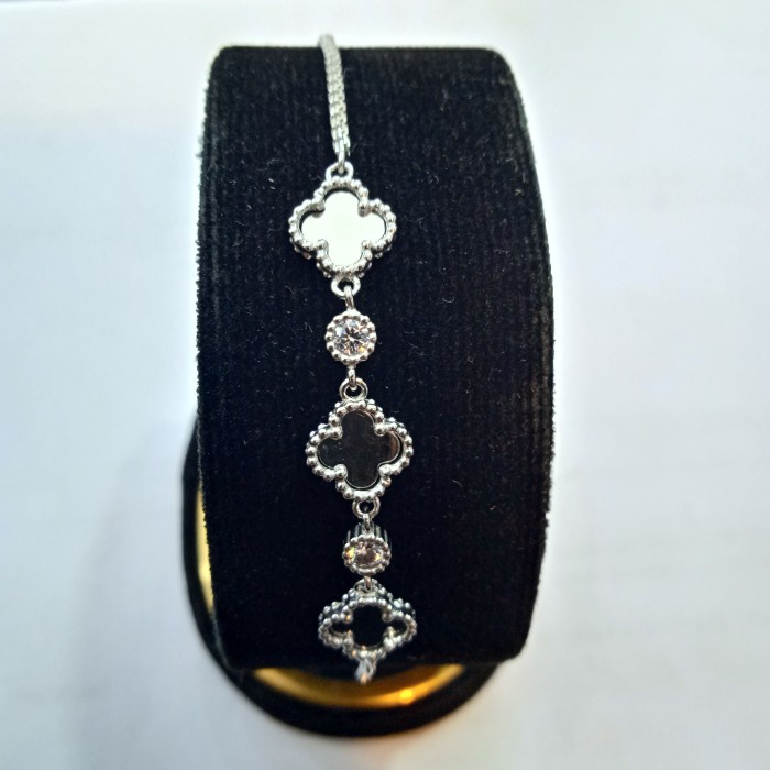 ✨Sale Gelang Serut Vnclef Mata Sircon Emas Putih 750 Diskon