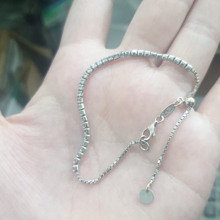 ✨Sale Gelang Rantai Serut Batu Putih Plat Listring Emas Asli Muda 375 8K Berkualitas