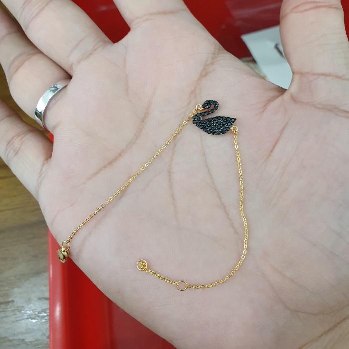 ✨Sale Gelang Swan Mata Item Nori Polos Emas Diskon