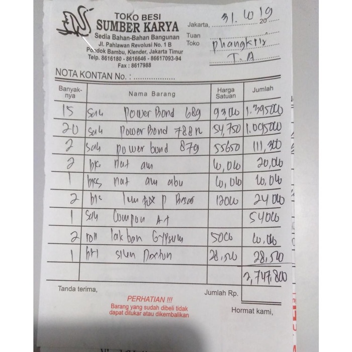 

✨Ready Nota Phangkristianto 31 Oktober 2019 Berkualitas