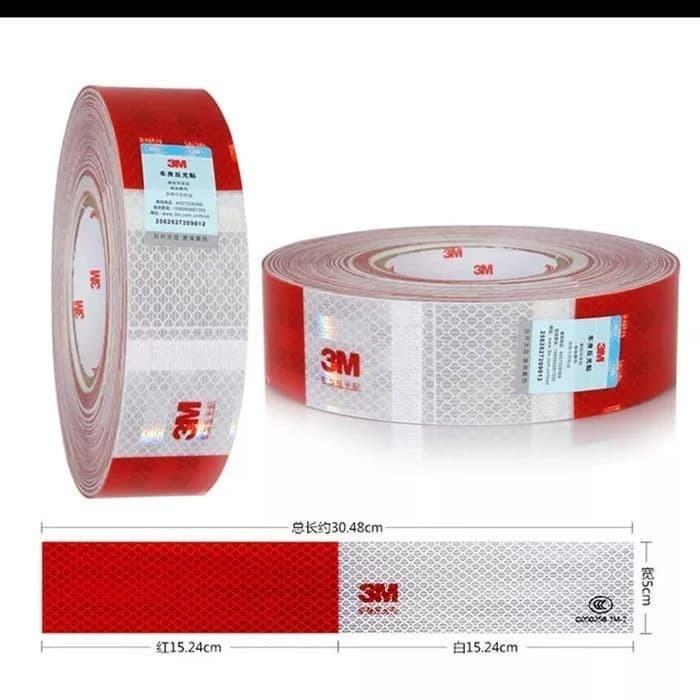 

✨Ready Original 3M Sticker Reflective / Scotlight Merah Putih 3M 45 Meter Terbaru