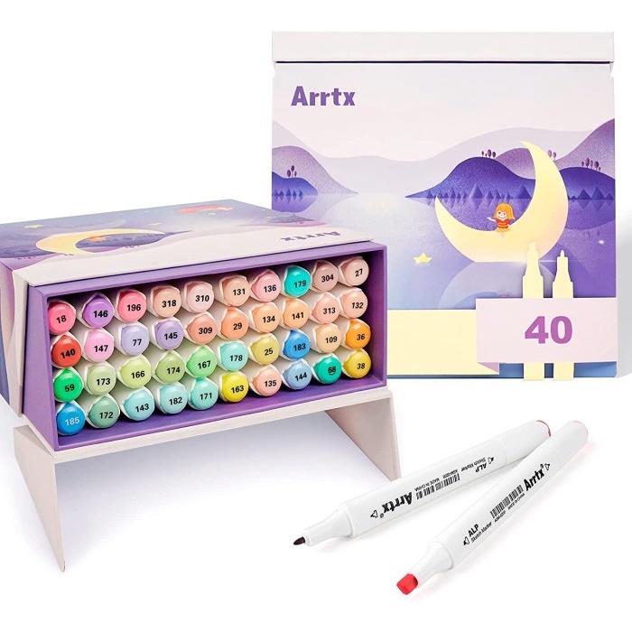 

✨Ready Arrtx Dual Tips Marker Set 40 Pastel Colors With Box Terbaru