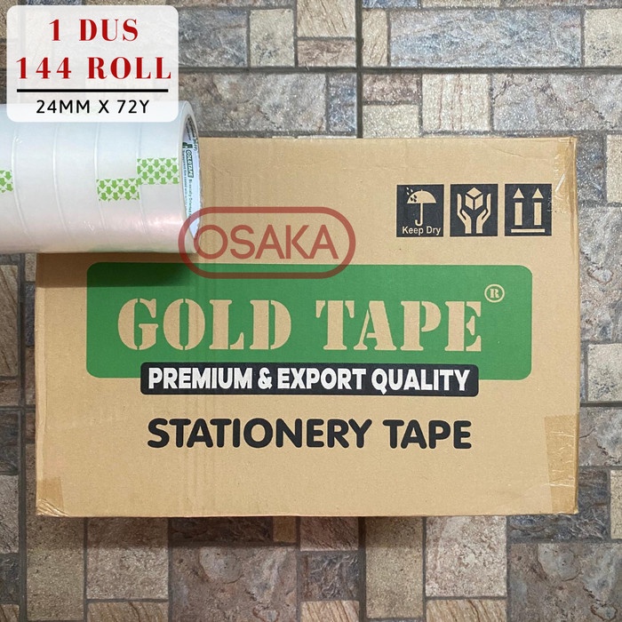

✨Sale [Paket 1 Dus Isi 144Pc] Isolasi Bening Goldtape Hijau 1 Inch X 72 Yard Limited