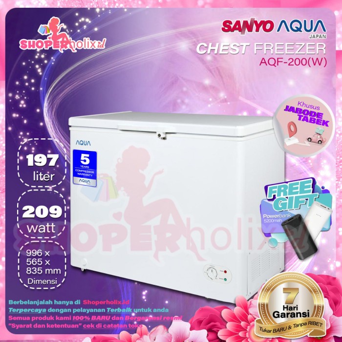 ✨Ready Freezer Box Daging Aqua Aqf-200W Chest Frezer Kulkas Daging Es Batu Terbaru