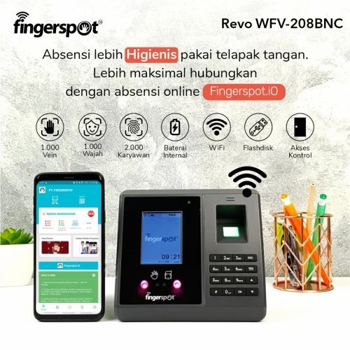 

Mesin Absensi Fingerspot Revo Wfv-208 Bnc Absen Wajah Wfv 208Bnc