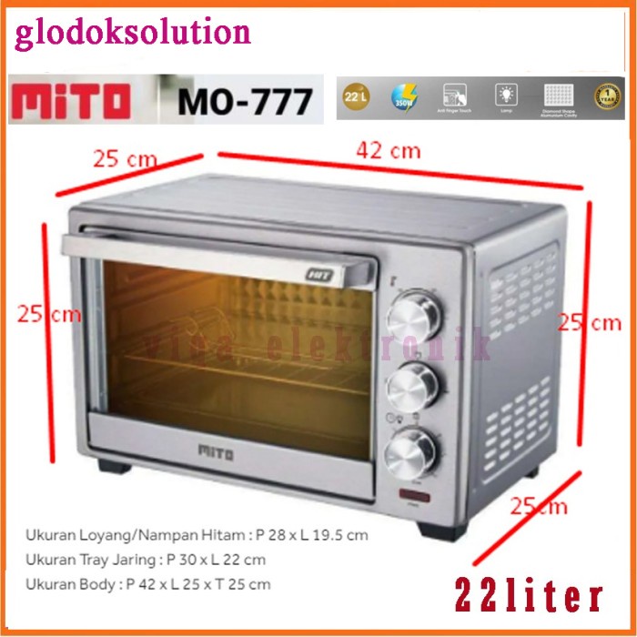 ✨Original Oven Listrik Oven Mito Mo-777 Oven Listrik Mito Kapasitas 22 Liter Terbatas