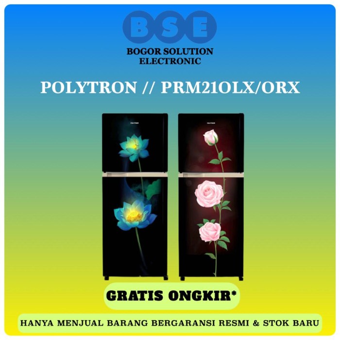 ✨Original Kulkas Polytron Varia Belleza 2 Pintu Prm21Olx Polytron Prm21Orx 210L Terbatas