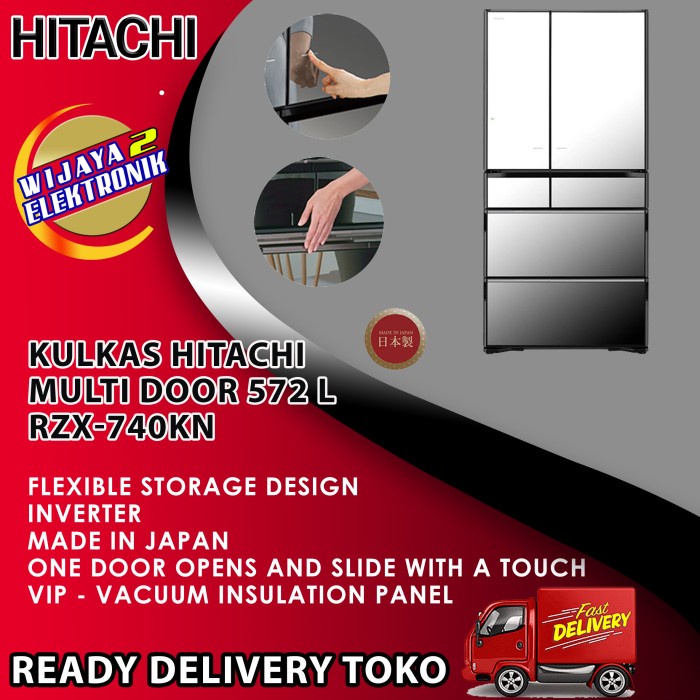 ✨Original Kulkas Hitachi R-Zx740Kn Inverter Crystal Mirror Made In Japan New Berkualitas