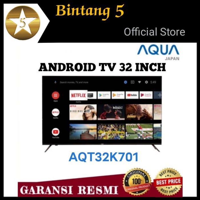 ✨New Android Tv 32 Inch Aqua Aqt32K701 Smart Tv Digital Tv 32 Aqua 32K701 Berkualitas