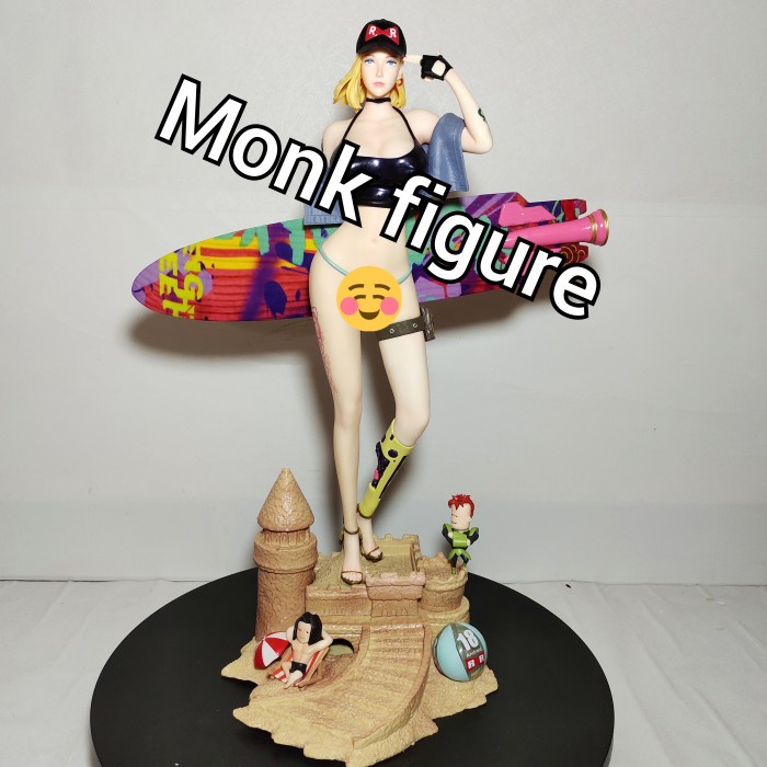 ✨Baru Statue Dragon Ball Android 18 Beach Surfboard Punk Girl Figure Gk 51Cm Terbaru