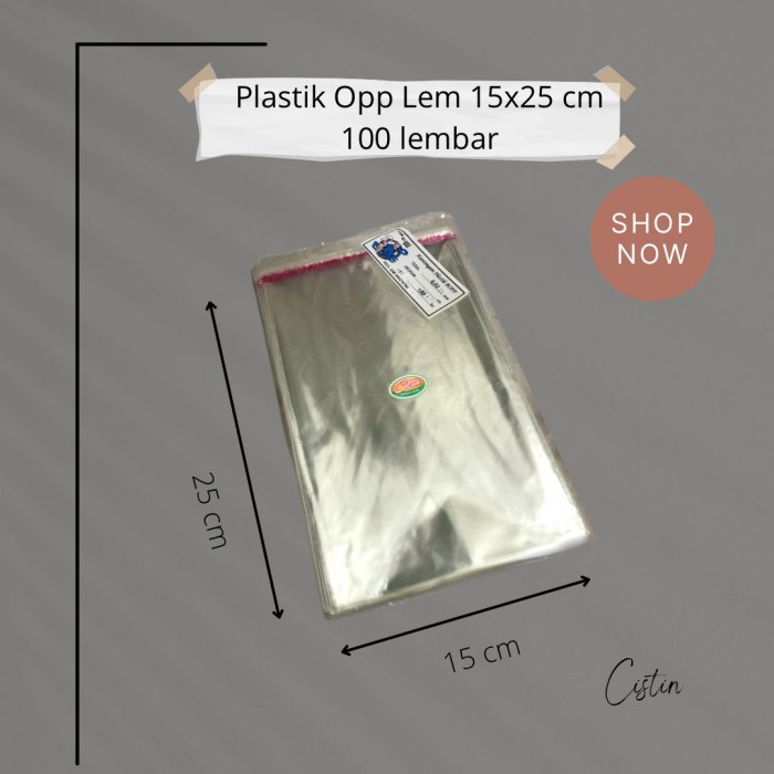 

:0:0:0] OPP LEM 15X25 100 LBR ( PLASTIK PEMBUNGKUS CAKE, ROTI DLL)