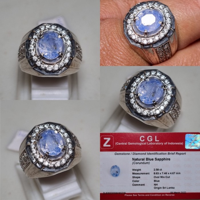 ✨Termurah Natural Blue Sapphire Ceylon No Heat 2.58Cts Memo Cgl Terbatas