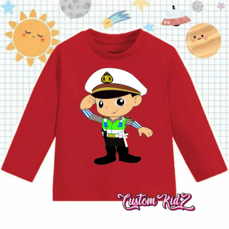 baju atasan kaos anak lengan panjang POLISI