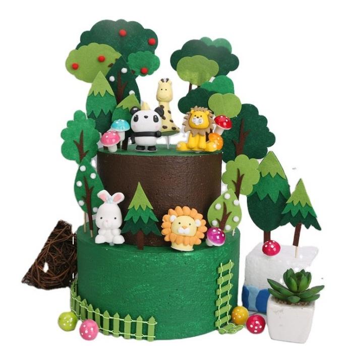 $$$$] CFL07 Cake Topper Tree Pohon Kertas Daun Hutan Hias Kue Ultah HUT anak