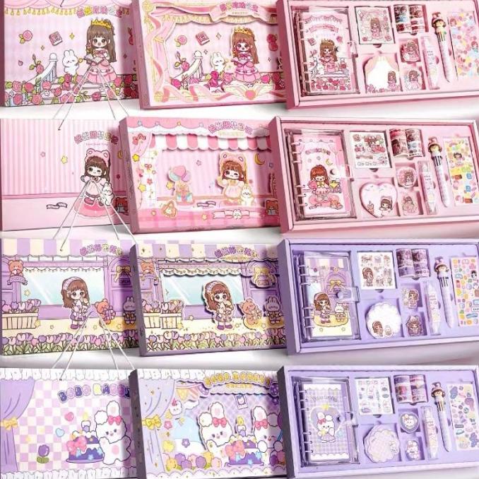 

cute diary set djournal book buku jurnal anak dengan diy sticker