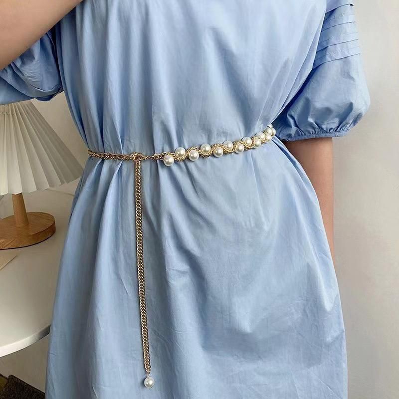 IKAT PINGGANG WANITA RANTAI MUTIARA / IKAT PINGGANG WANITA FASHION KOREA / TALI PINGGANG WANITA RANT