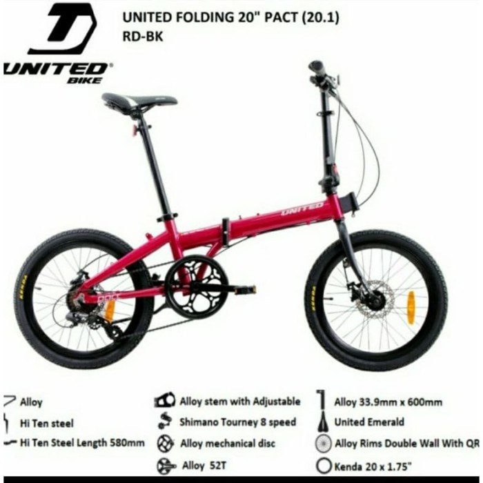 ✨Original Sepeda Lipat 20 Inch United Pact 20 Berkualitas