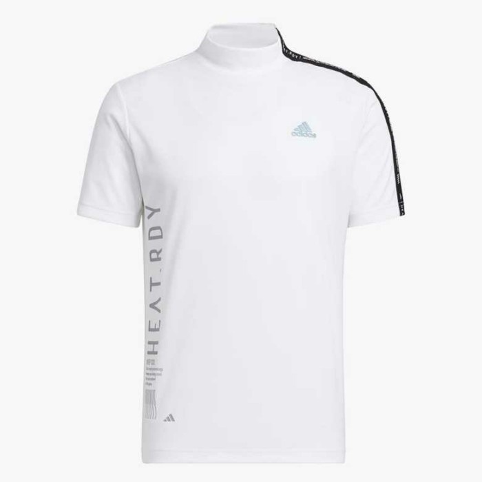 ✅Baru Kaos Golf Adidas Pria Heat.Rdy Mock Neck Polo Shirt - White Original Diskon