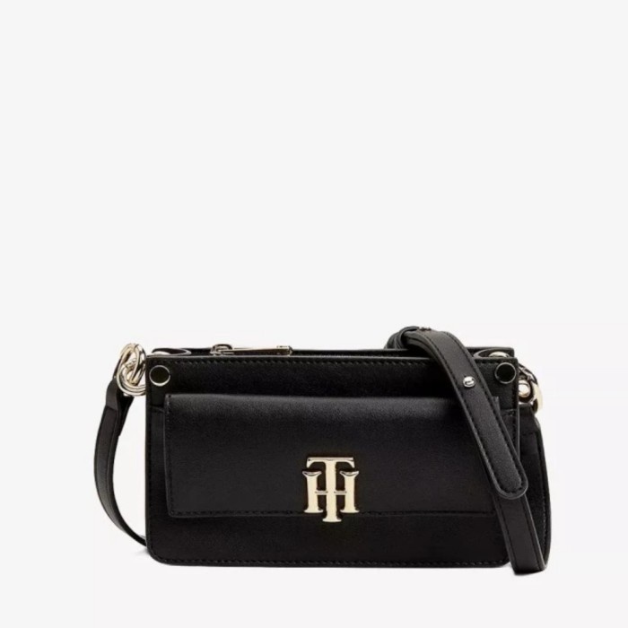 ✨New Tommy Hilfiger - Monogram Lock Mall Crossover Bag Original - Black Terbatas