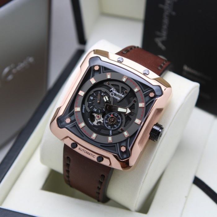 ✨Sale Jam Pria Alexandre Christie Ac 3030 Ac3030 Automatic Rosegold Brown Berkualitas