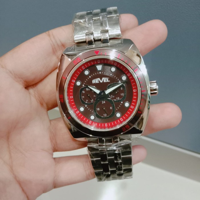 ✨Termurah Jam Tangan Pria Revel Cn6786 Silver Red Brown Original Murah Berkualitas