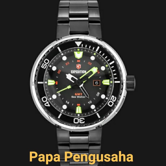 ✨Sale Jam Tangan Pria Original Expedition E6727 Free Rubber Black Silver Limited